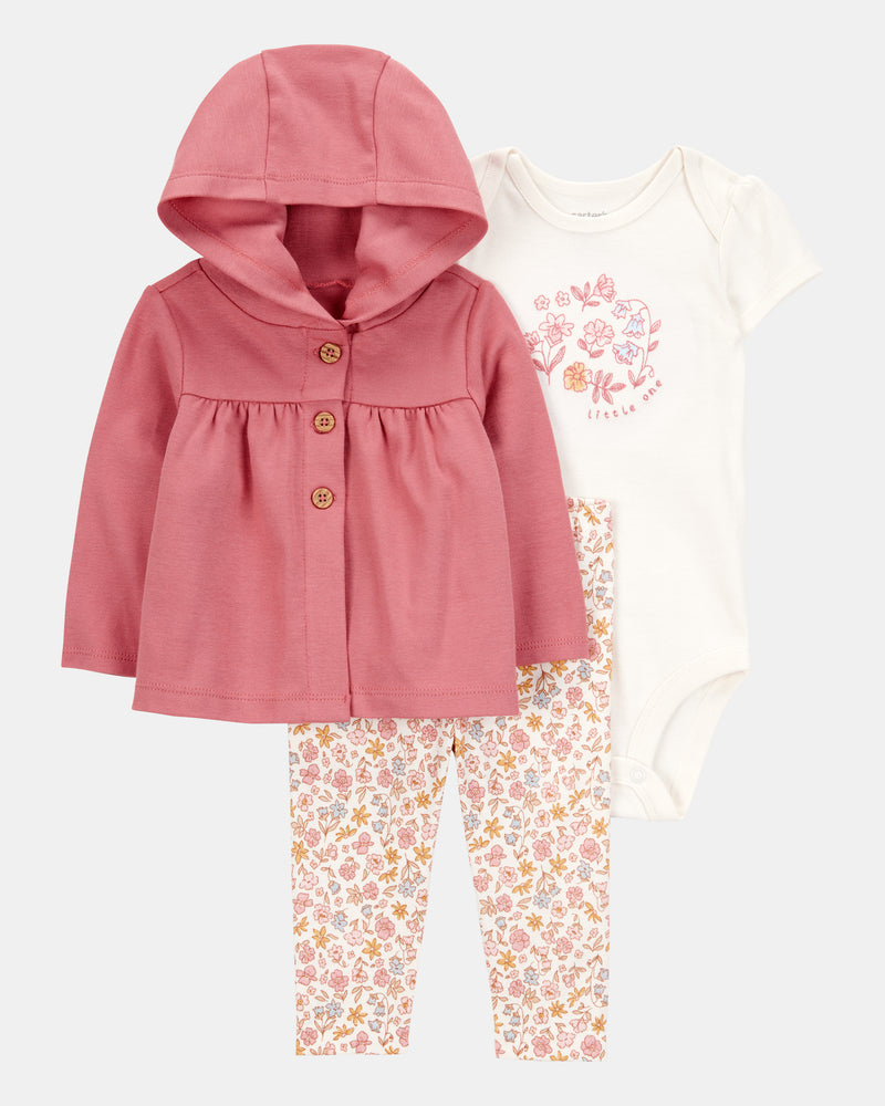 Baby Girl 3-Piece Little Cardigan Set - Pink