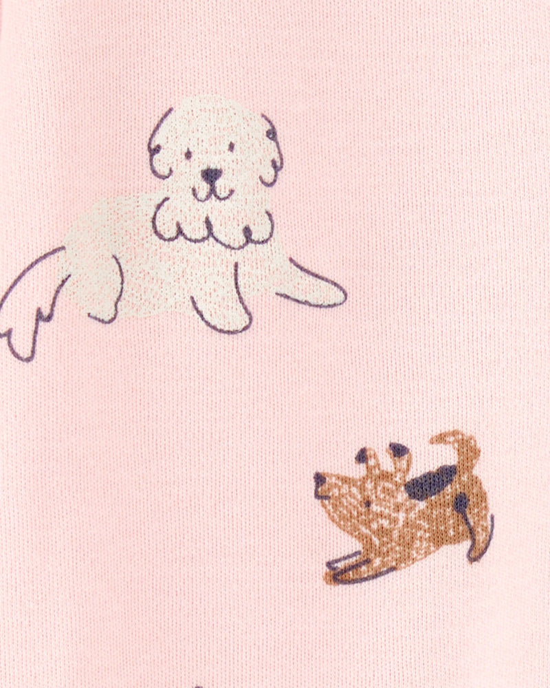 Baby Girl Dog Print 2-Way Zip Cotton Sleep & Play Pajamas