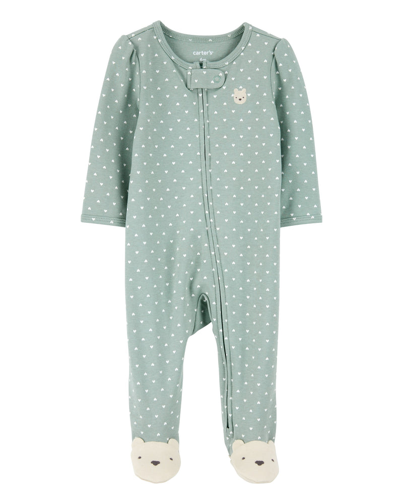 Baby Girl Polka Dot 2-Way Zip Cotton Sleep & Play Pajamas