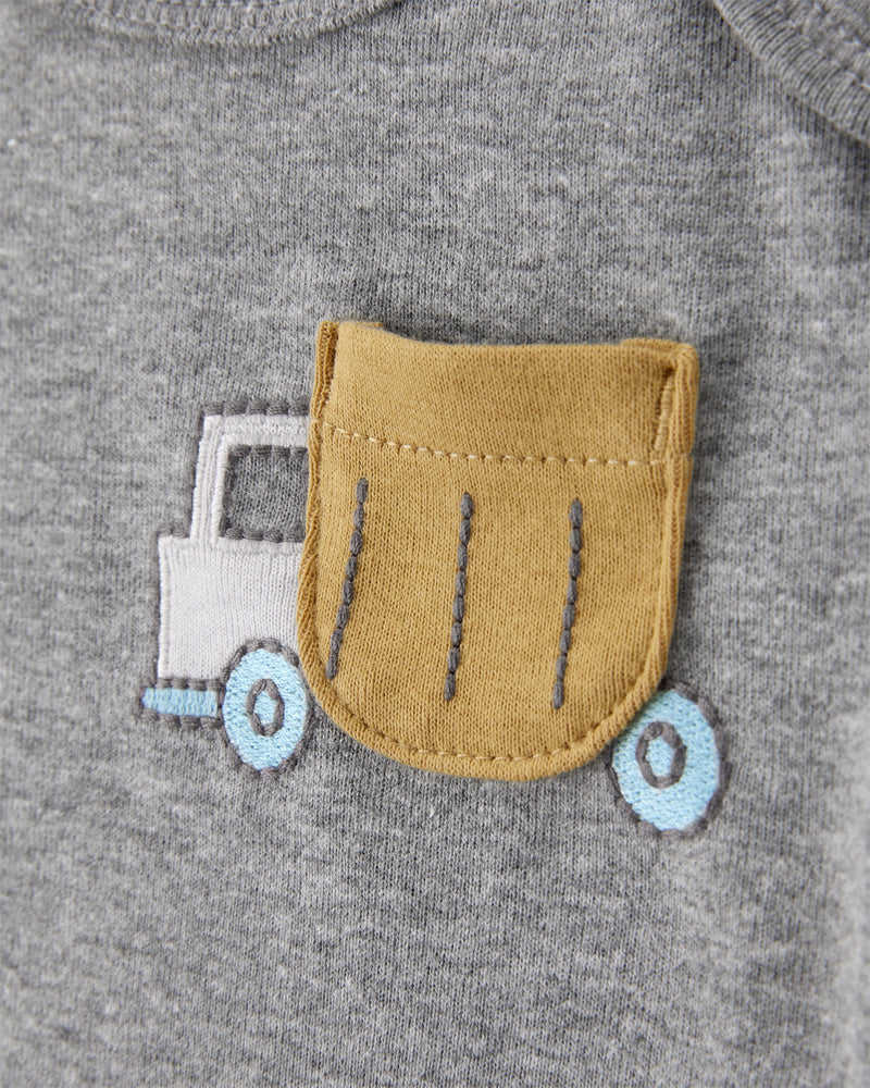 Baby Boy 5-Pack Construction Short-Sleeve Cotton Bodysuits - Assorted