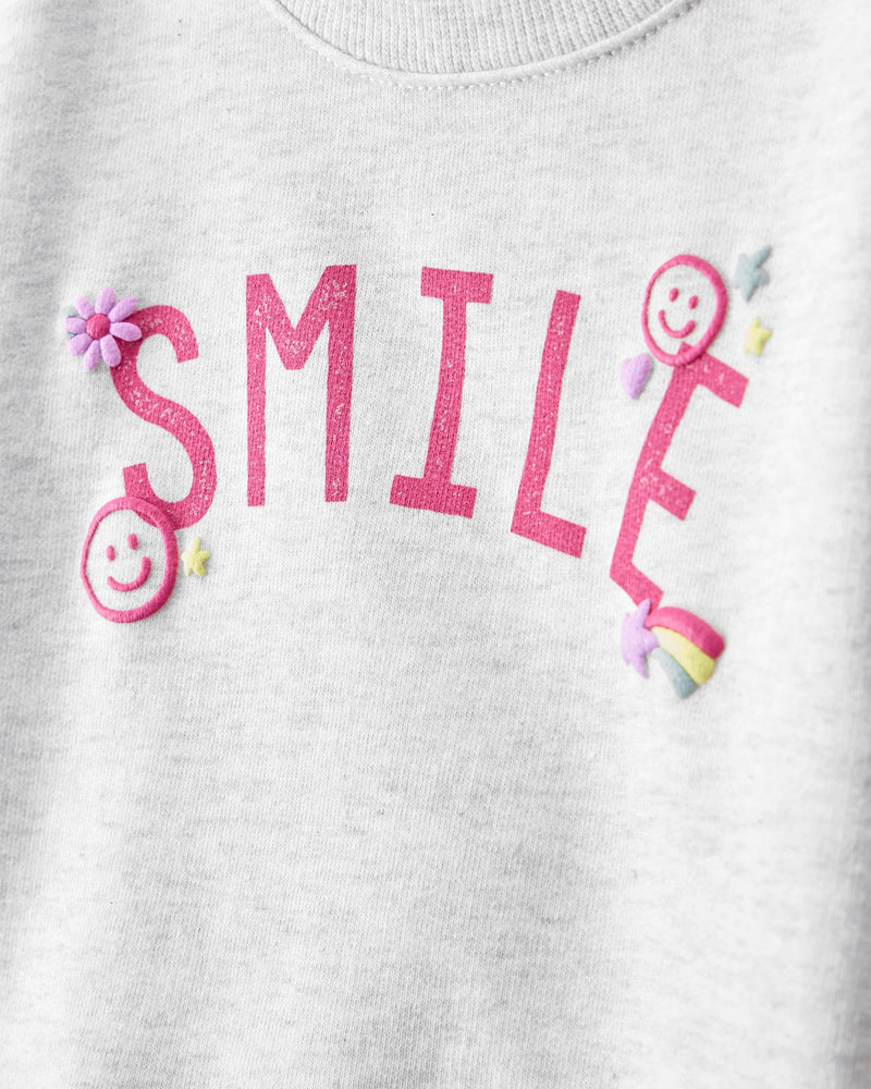 Baby Girl Smile French Terry Long-Sleeve Top & Skirt Set - Pink