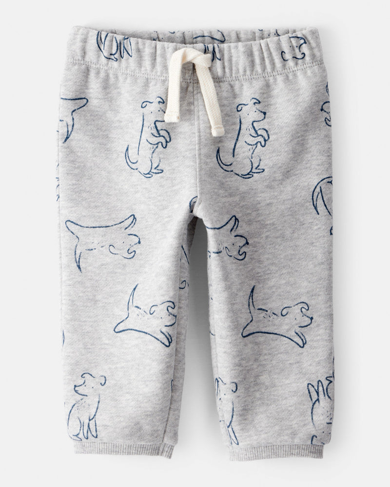 Baby Boy DayDream Fleece Dog Knit Pull-On Pants - Grey