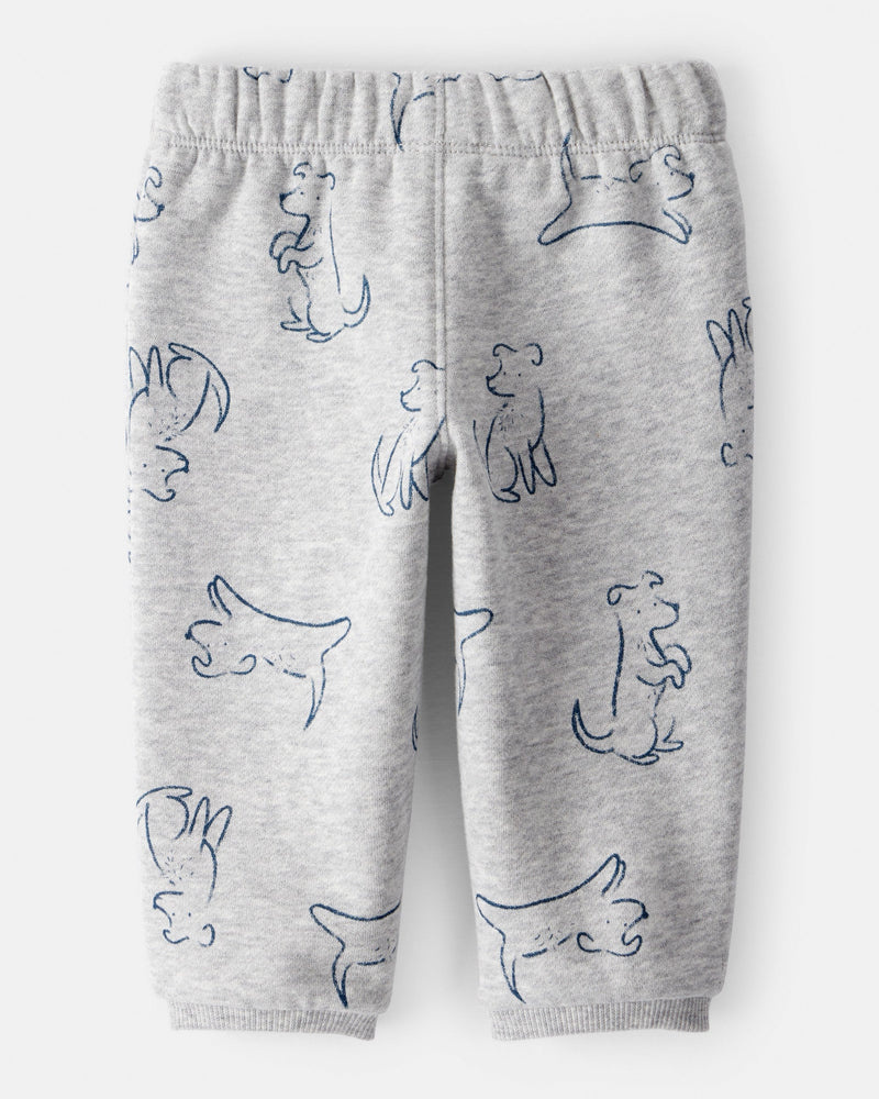 Baby Boy DayDream Fleece Dog Knit Pull-On Pants - Grey