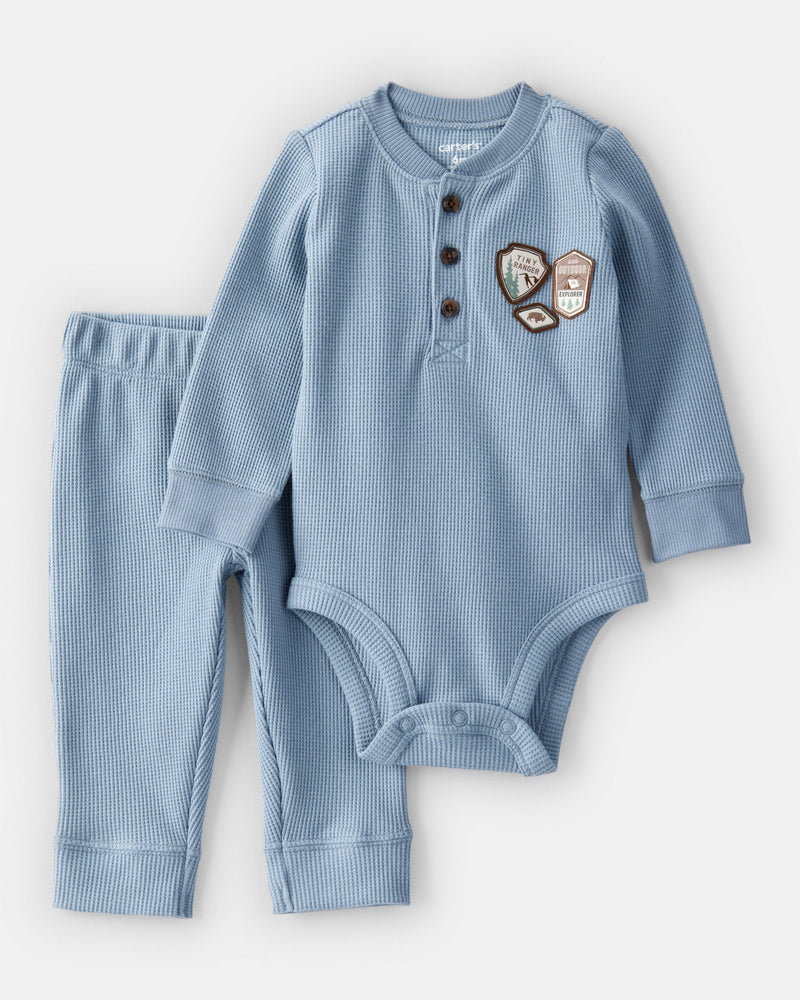 Baby Boy 2-Piece Park Ranger Thermal Bodysuit Pant Set - Blue
