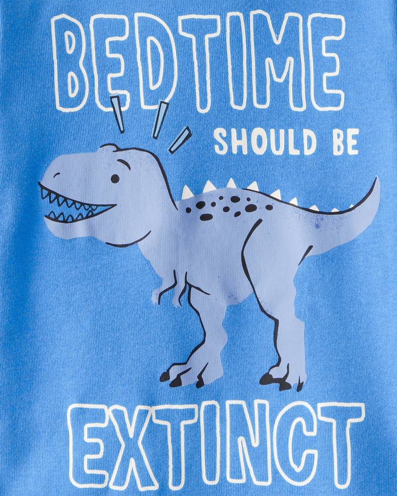 Baby Boy Dinosaur Print 100% Cotton Long-Sleeve 4-Piece Pajamas - White/Blue