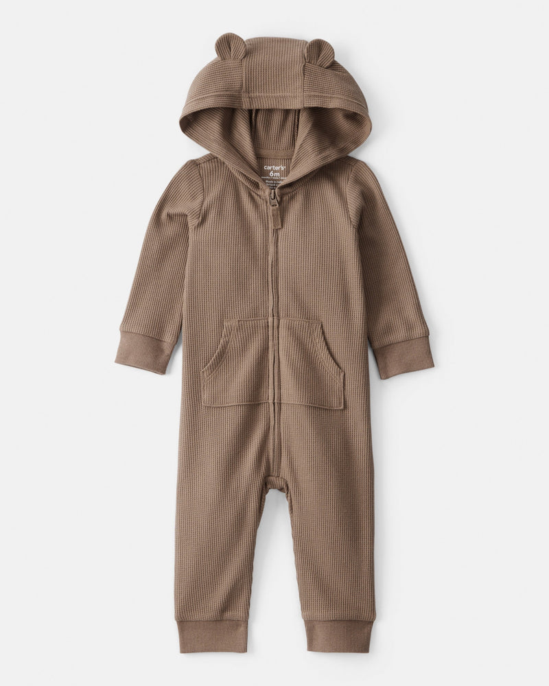 Baby Boy Bear Long-Sleeve Jumpsuit - Brown