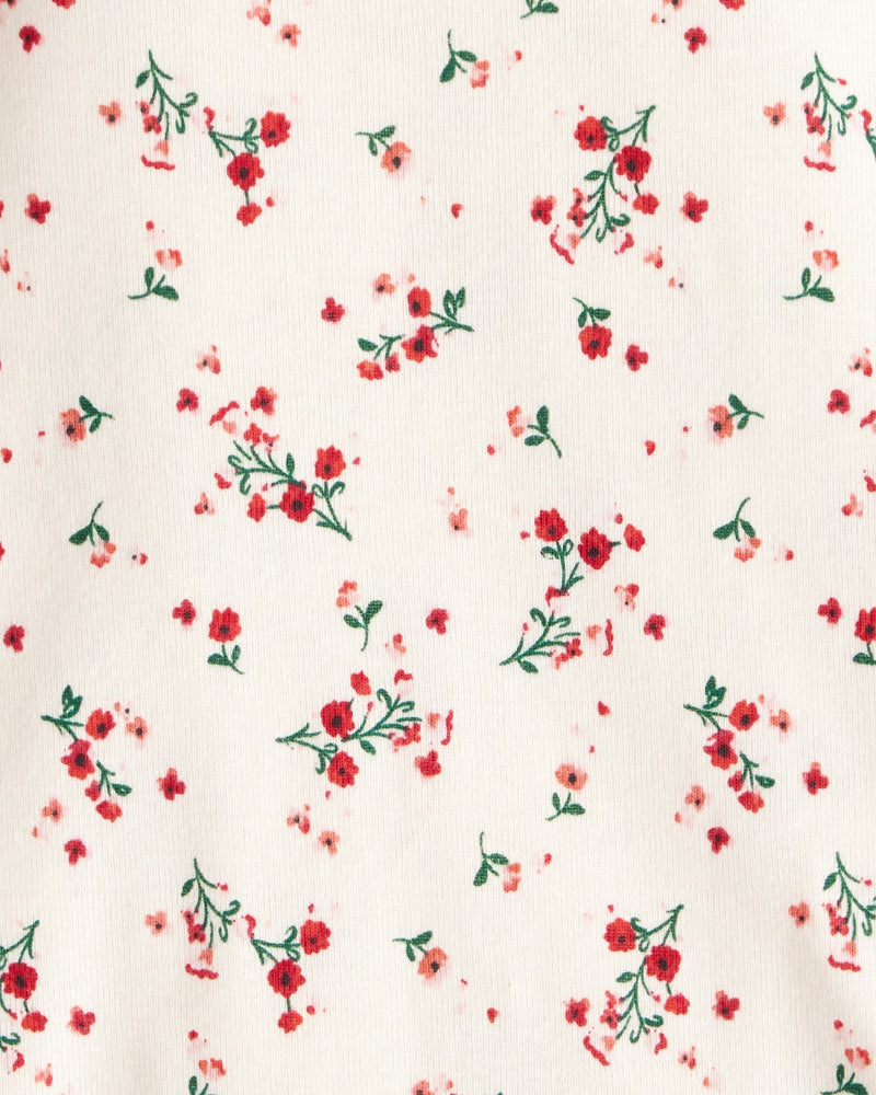 Baby Girl 3-Piece Floral Merry Cotton Bodysuits & Pant Set - White/Red