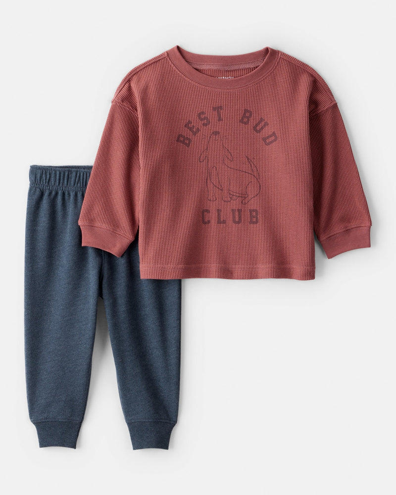 Baby Boy Best Bud Long-Sleeve Tee & Pant Set - Brown