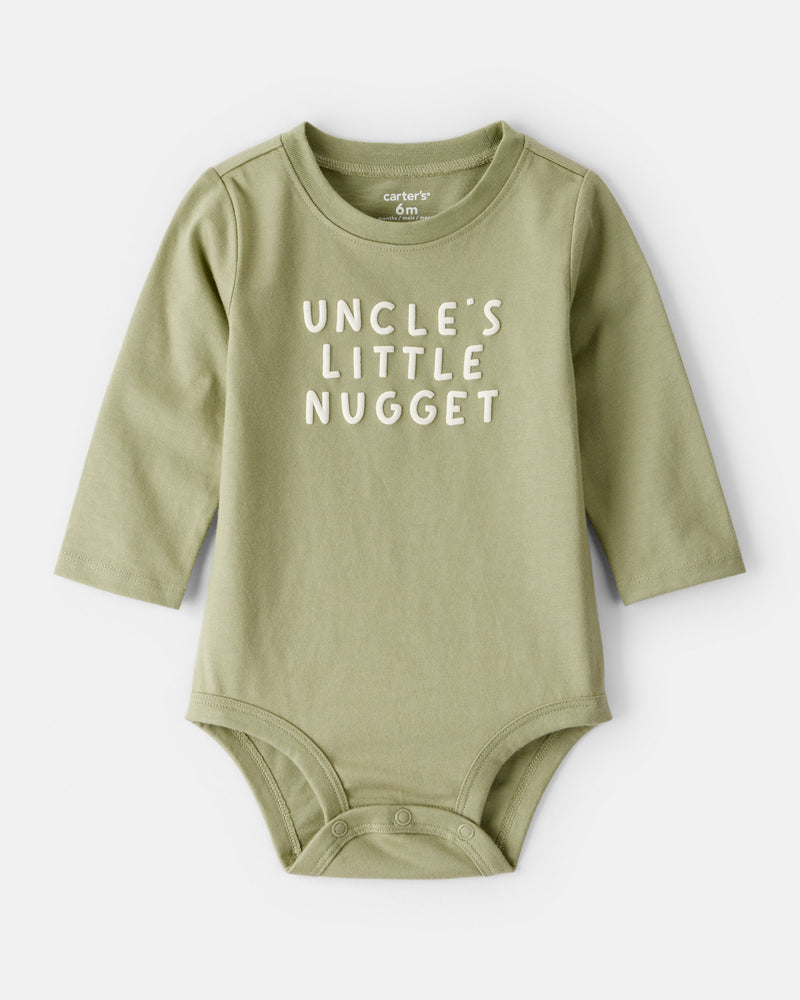 Baby Boy Uncles Little Nugget Long-Sleeve Graphic Bodysuit - Green