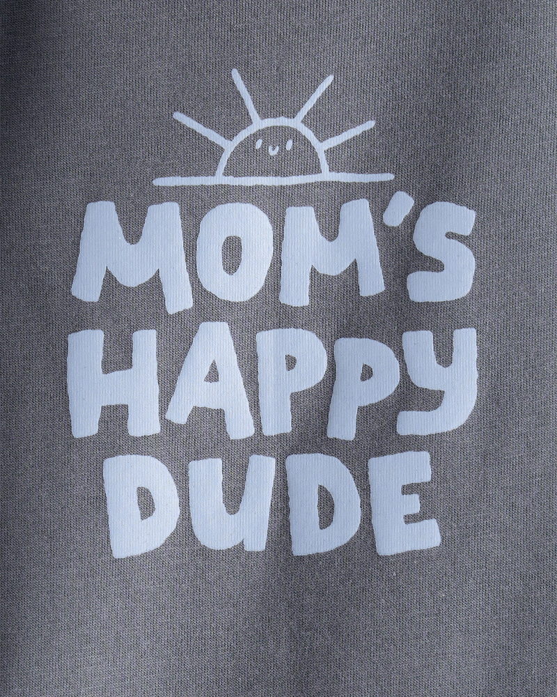 Baby Boy 'Mom's Happy Dude' Short-Sleeve Graphic Bodysuit - Grey