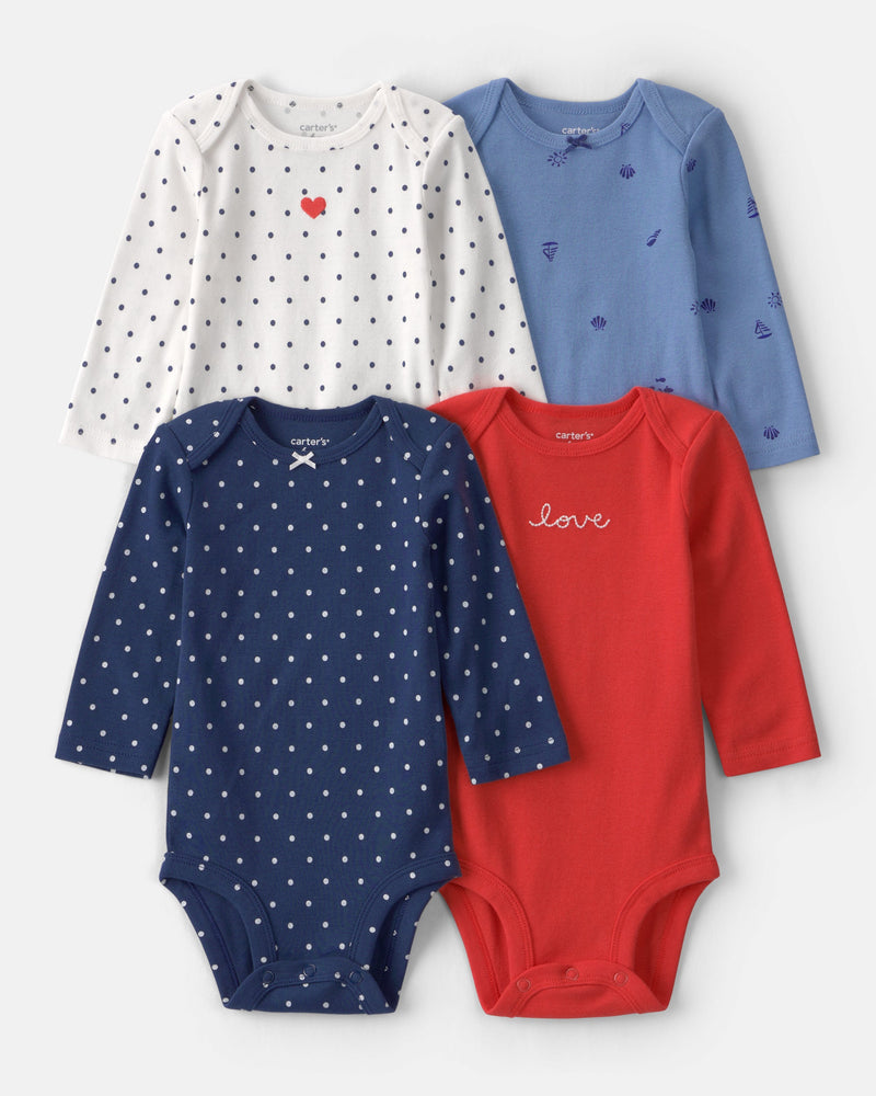 Baby Girl 4-Pack Long-Sleeve Multipack Bodysuits
