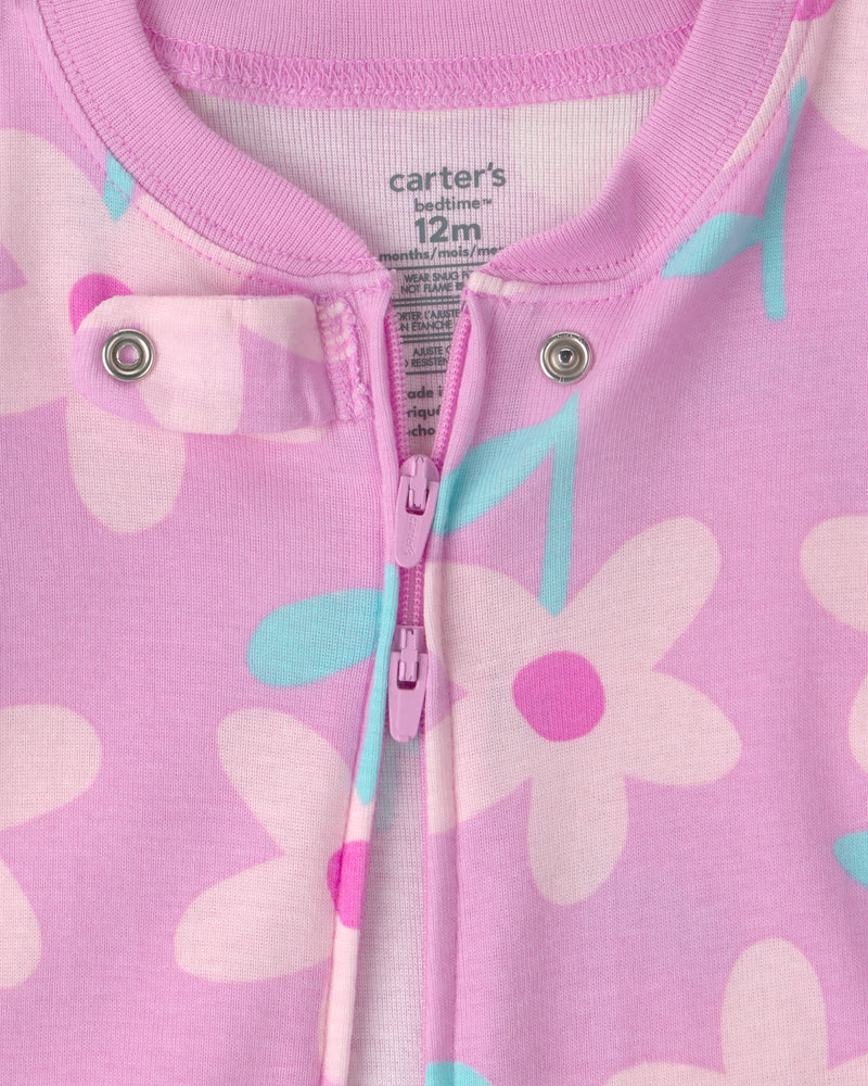 Baby Girl Floral 100% Cotton Snug Fit 1-Piece Pajama - Purple