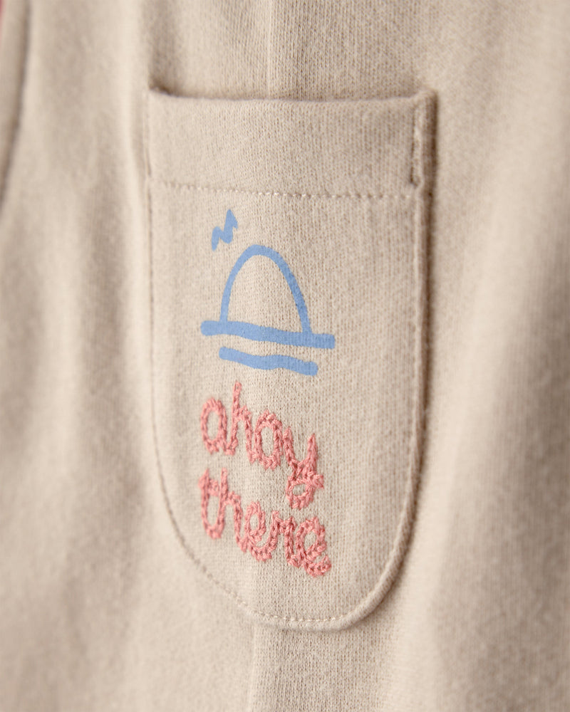 Baby Boy 2-Piece Boat Striped Overall Set - Brown/Orange