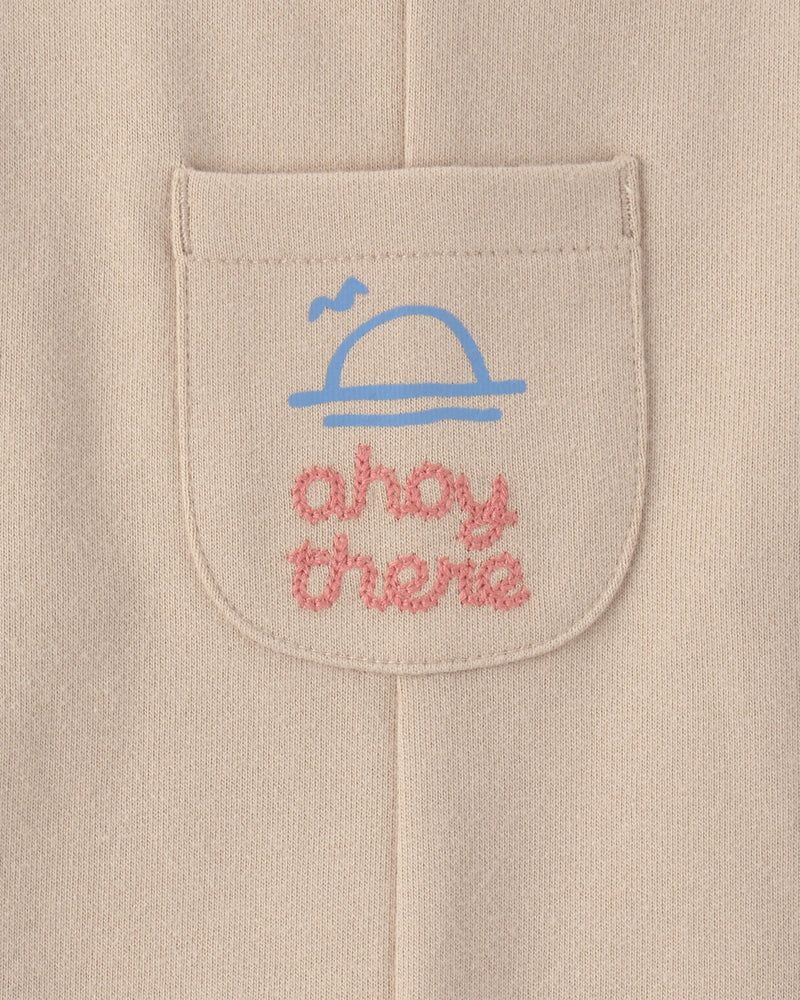 Baby Boy 2-Piece Boat Striped Overall Set - Brown/Orange