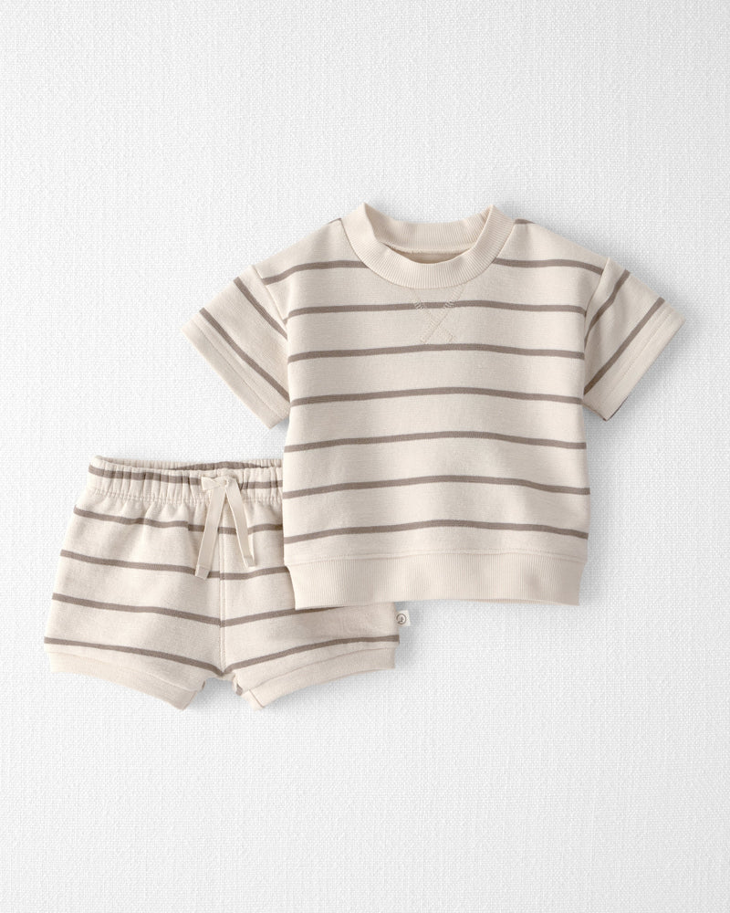 Baby Boy 2-Piece Organic Cotton Top & Short Set in Stripes