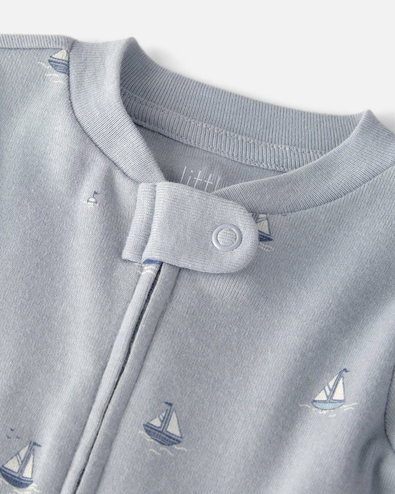 Baby Organic Cotton Sleep & Play Pajama in Sail Away