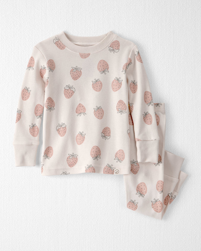 Baby Girl 2-Piece Organic Cotton Ribbed Pajama Set in Strawberry Print