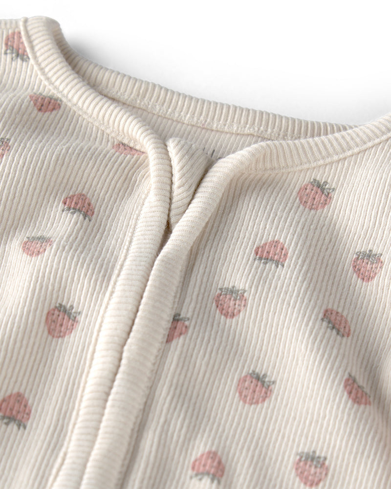 Baby Girl Organic Cotton Sleep & Play Pajama in Strawberry