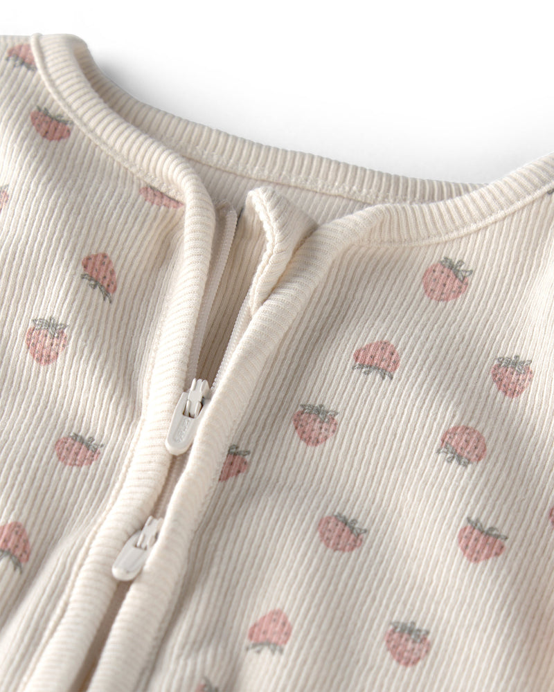 Baby Girl Organic Cotton Sleep & Play Pajama in Strawberry
