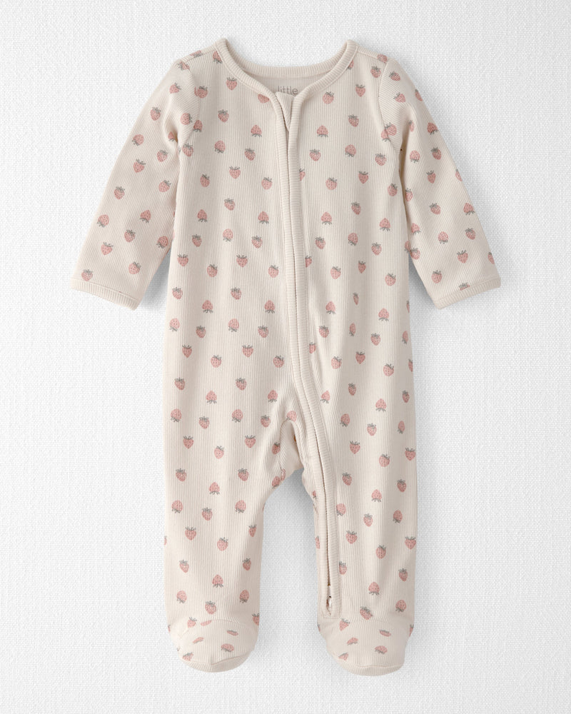 Baby Girl Organic Cotton Sleep & Play Pajama in Strawberry