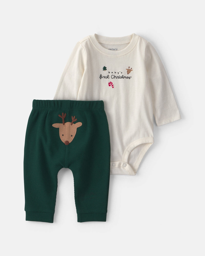 Baby 2 Piece Christmas Lights Long Sleeve Bodysuit & Pant Set - Assorted