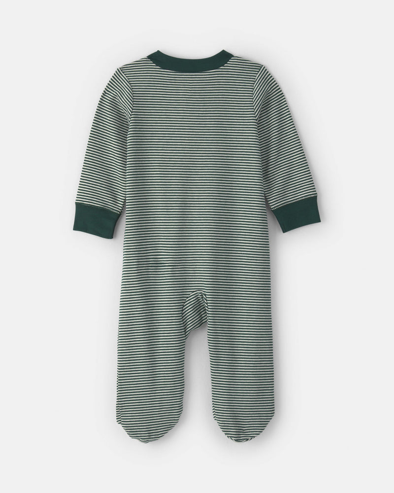 Baby Snowman 100% Cotton 2 Way Zip Sleep & Play Pajamas - Green