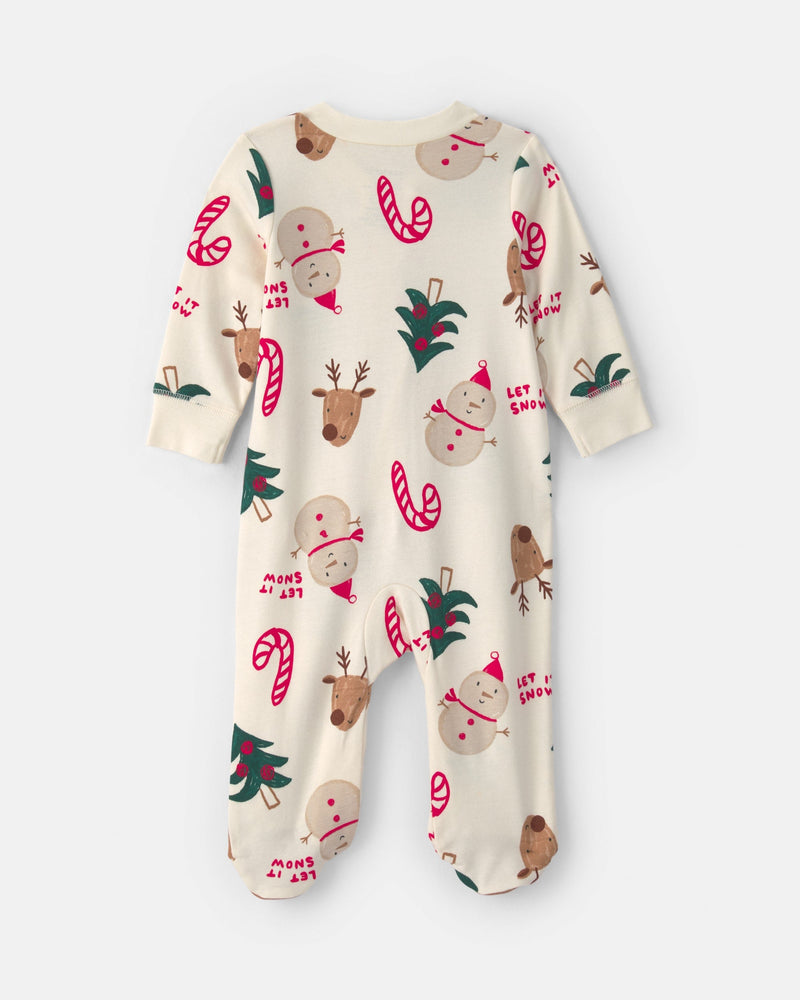Baby Christmas Holiday Icon 100% Cotton 2 Way Zip Sleep & Play Pajamas - Multi