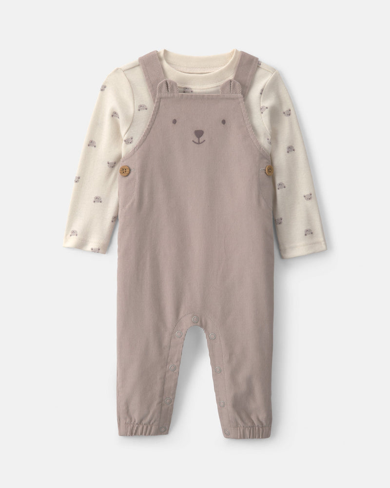Infant Boys 2-Piece Bear Corduroy Overall Set- Assorted