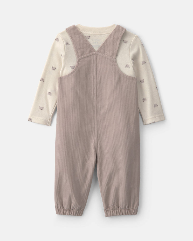 Infant Boys 2-Piece Bear Corduroy Overall Set- Assorted