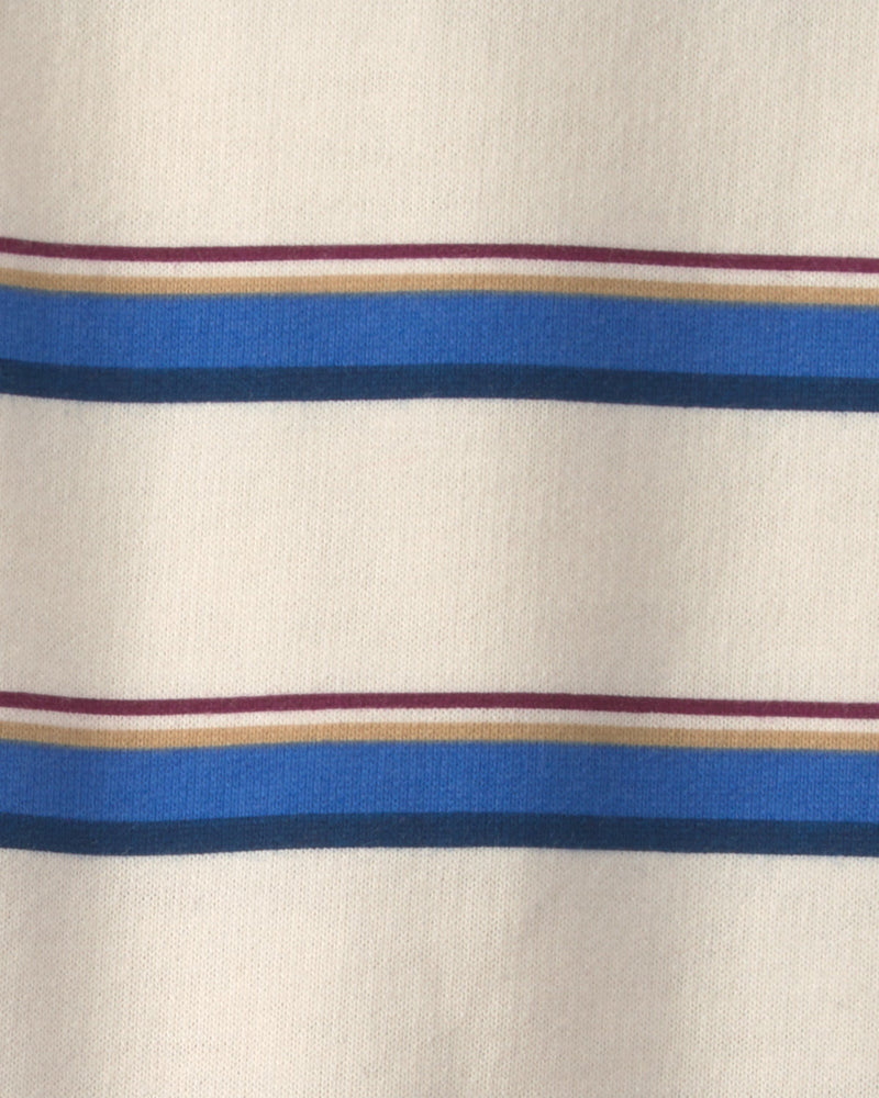Baby Boy Striped French Terry Long Sleeve Jumpsuit - Cream