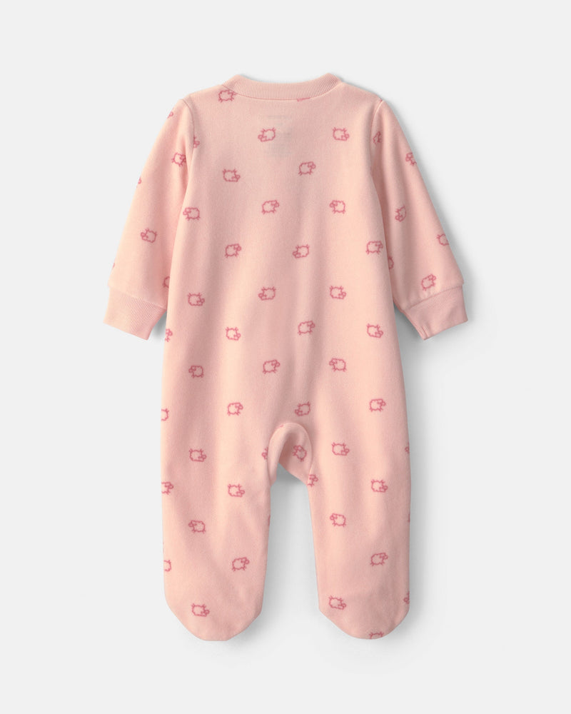 Baby Girl 'Baby Sister' Fleece 2 Way Zip Sleep & Play Pajamas - Pink