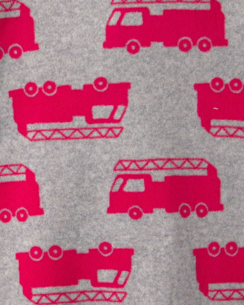 Infant Boys 2-Pack Firetruck Striped Fleece 2-Way Zip Sleep & Play Pajamas- Assorted