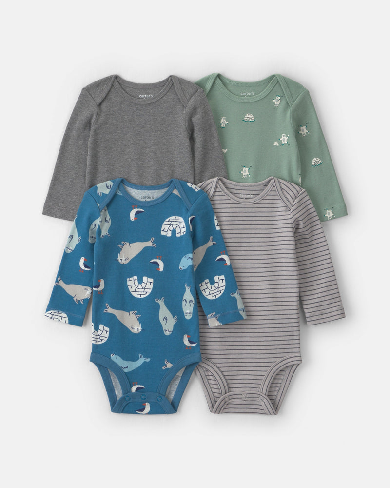 Baby Boy 4 Pack Arctic Long - Sleeve Multipack Bodysuits - Assorted