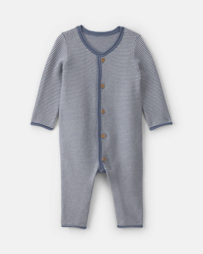 Baby Boy Striped Long Sleeve Jumpsuit - Blue