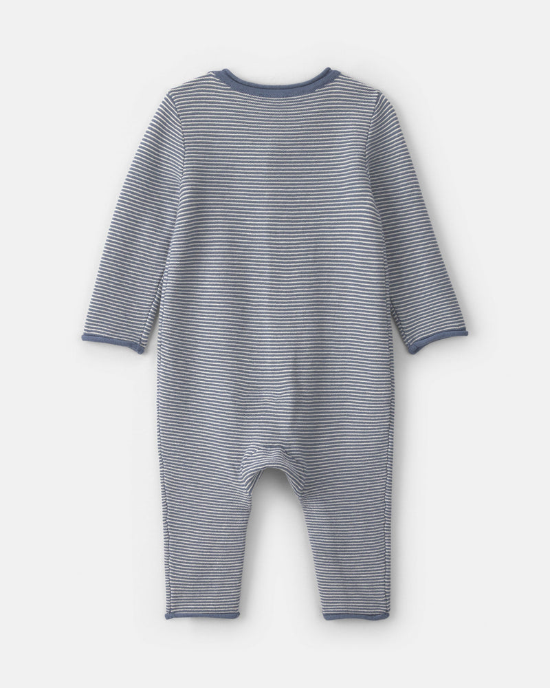 Baby Boy Striped Long Sleeve Jumpsuit - Blue
