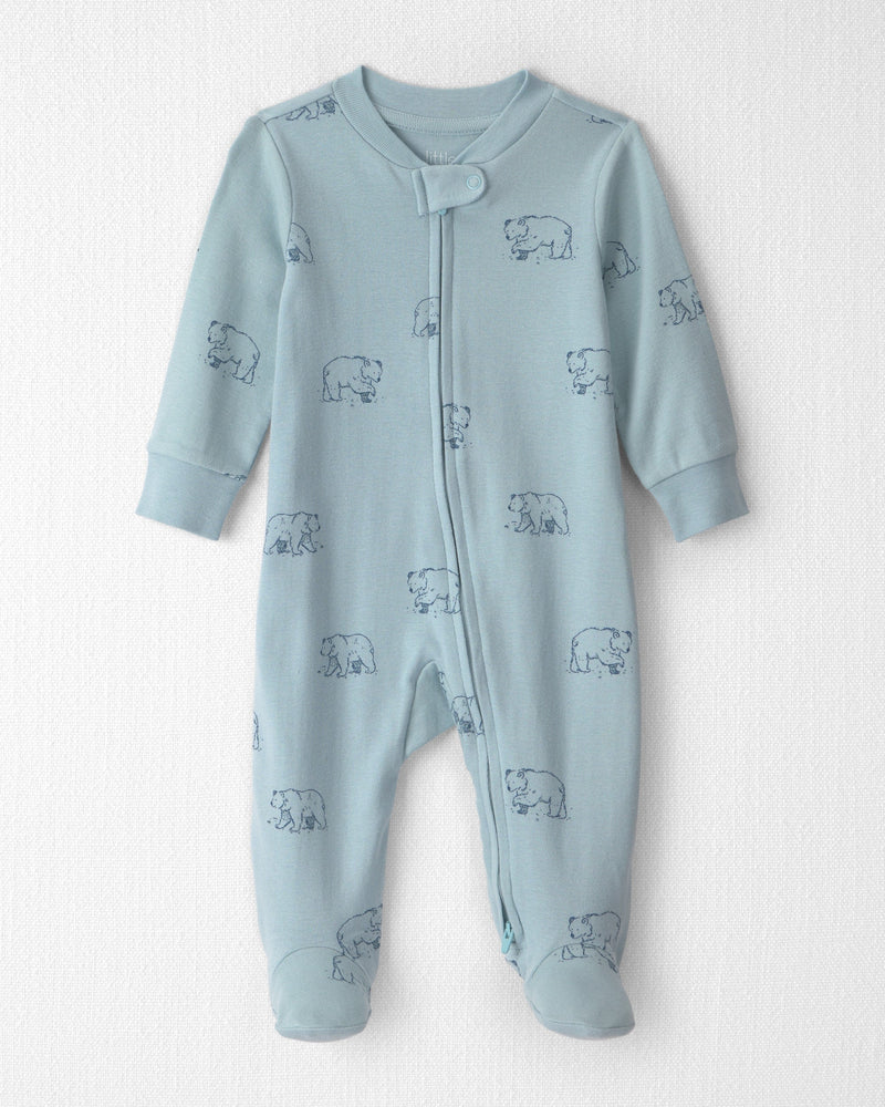 Baby Organic Cotton Sleep & Play Pajamas in Blue Bears - Blue