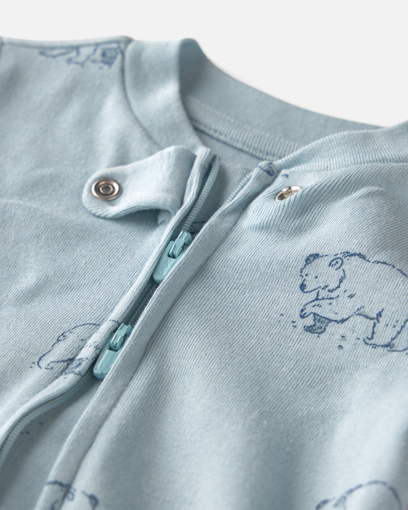 Baby Organic Cotton Sleep & Play Pajamas in Blue Bears - Blue