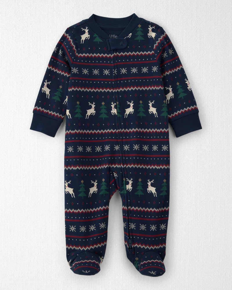 Baby Organic Cotton Fair Isle Sleep & Play Pajamas - Navy