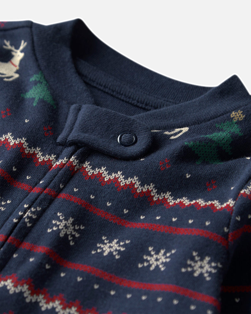 Baby Organic Cotton Fair Isle Sleep & Play Pajamas - Navy