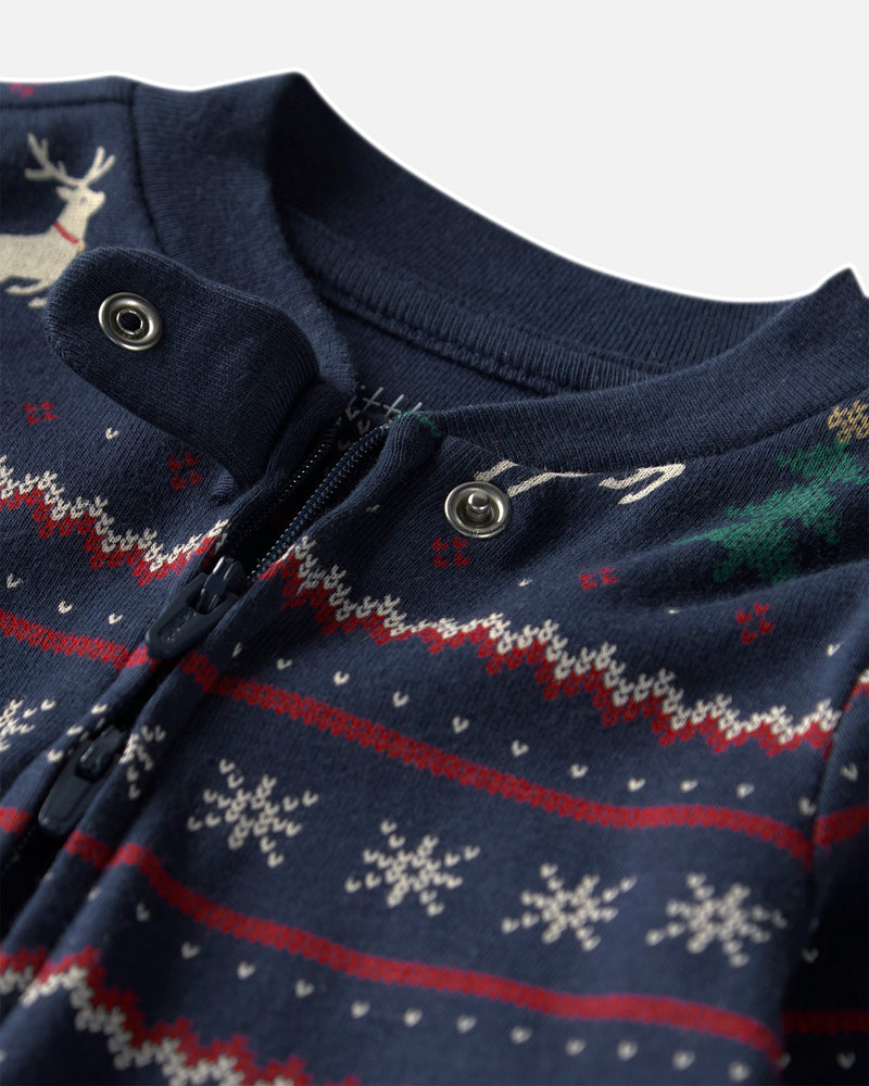 Baby Organic Cotton Fair Isle Sleep & Play Pajamas - Navy