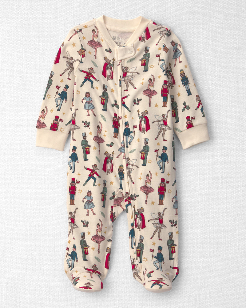 Baby Organic Cotton Sleep & Play Pajamas in Nutcracker - Cream