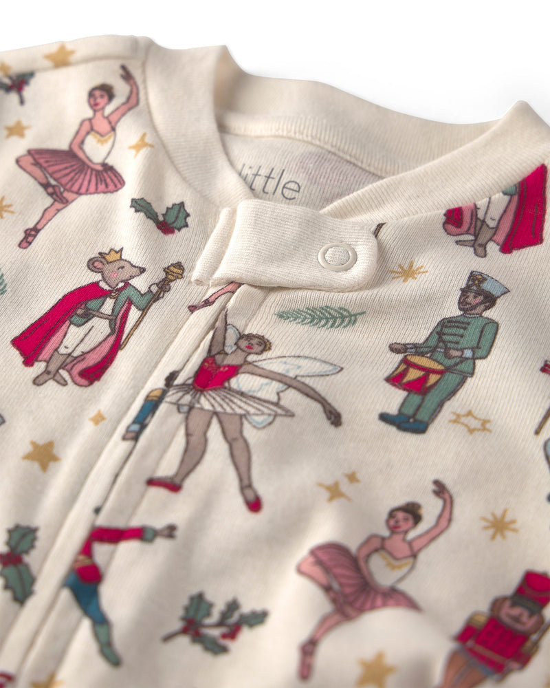 Baby Organic Cotton Sleep & Play Pajamas in Nutcracker - Cream