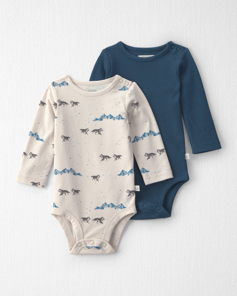 Baby Boy 2 Pack Organic Cotton Bodysuits - Assorted