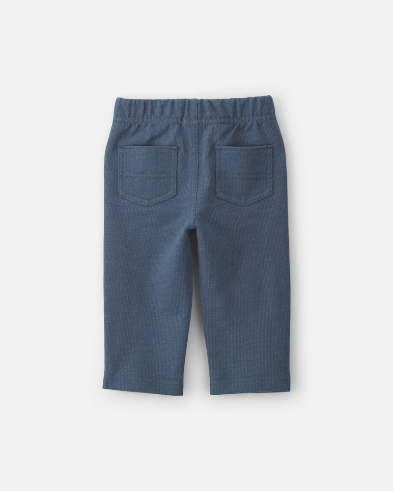 Baby Boy Knit Chambray Pants - Navy