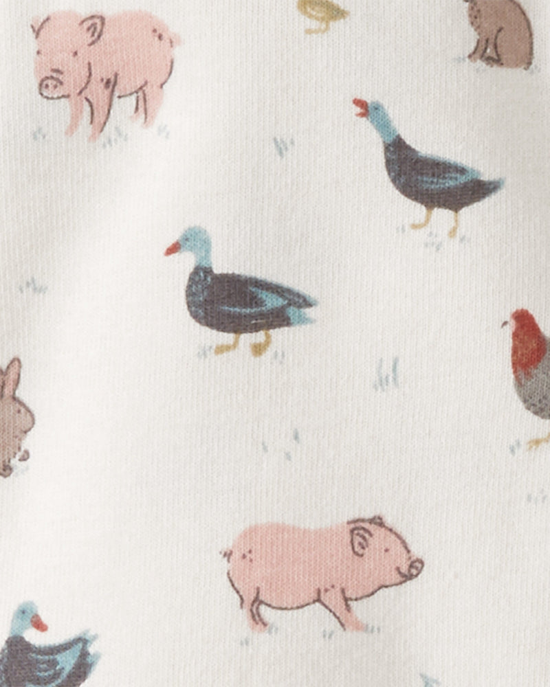 Baby Organic Cotton Sleep & Play Pajamas in Farm Friends - Cream
