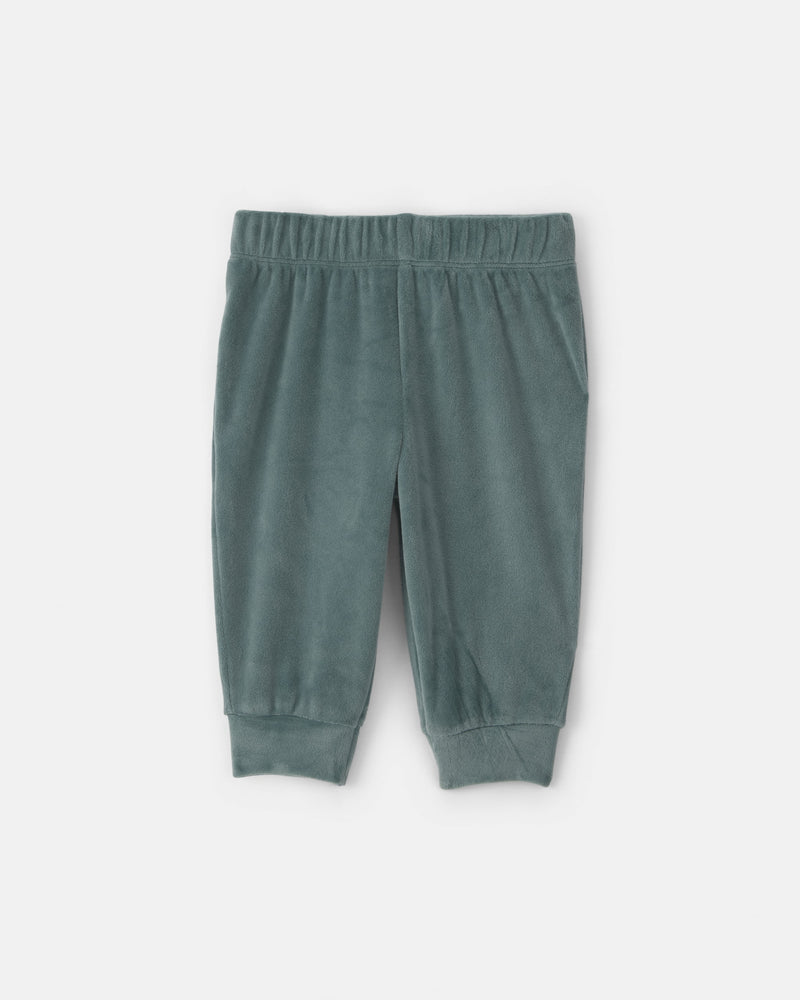 Infant Boys 3-Piece 'Little Buddy' Striped Velvety Hooded Layering Set - Green