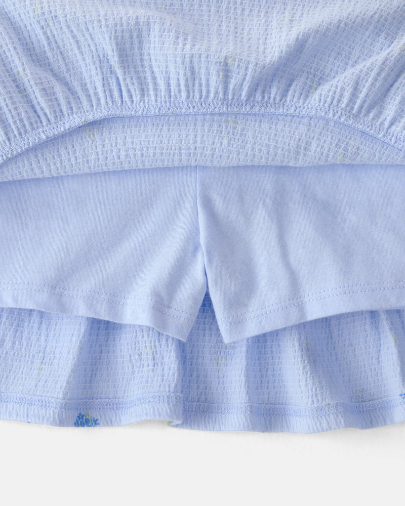 Toddler Girl 2-Piece Floral Top & Skort Set - Blue