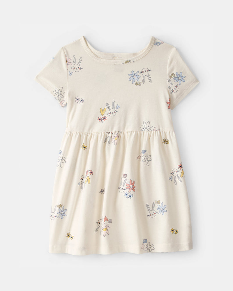 Toddler Girl Easter Bunny Short-Sleeve Dress - Cream