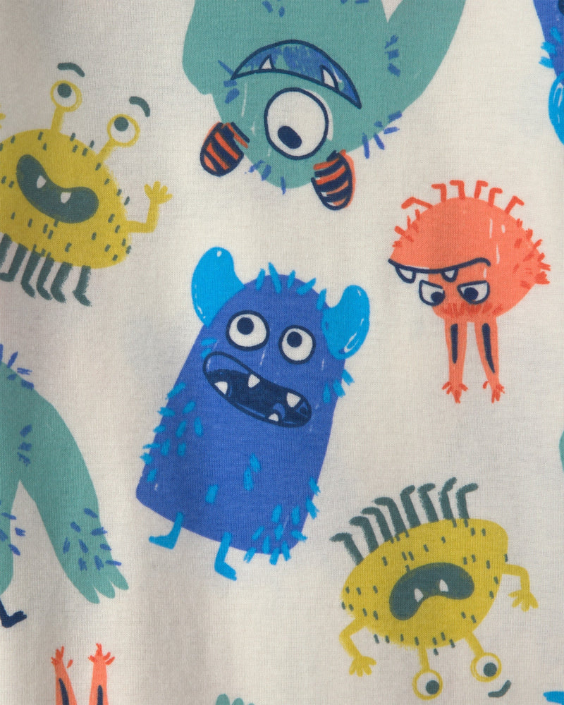 Toddler Boy Cozy Monster 100% Cotton Snug Fit 4 Piece Pajama Set - Assorted