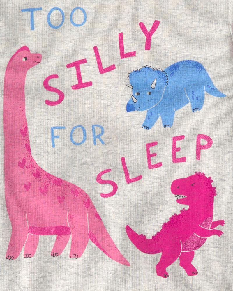Toddler Girl 4 Piece Dino Heart Cotton Snug Fit Pajama Set - Assorted